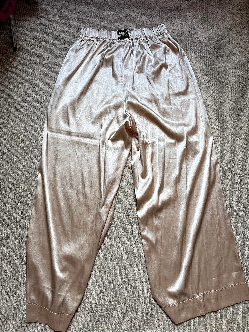 Daily Drills Silky Resort Pant Satin Wide Leg Pants in Pink